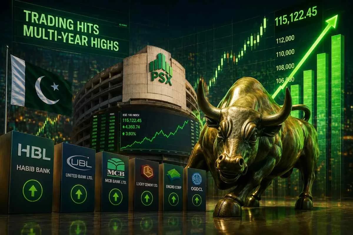 Heavyweight stocks drive PSX rally as trading hits multi-year highs.