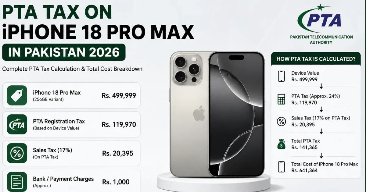 PTA Tax on iPhone 18 Pro Max in Pakistan 2026