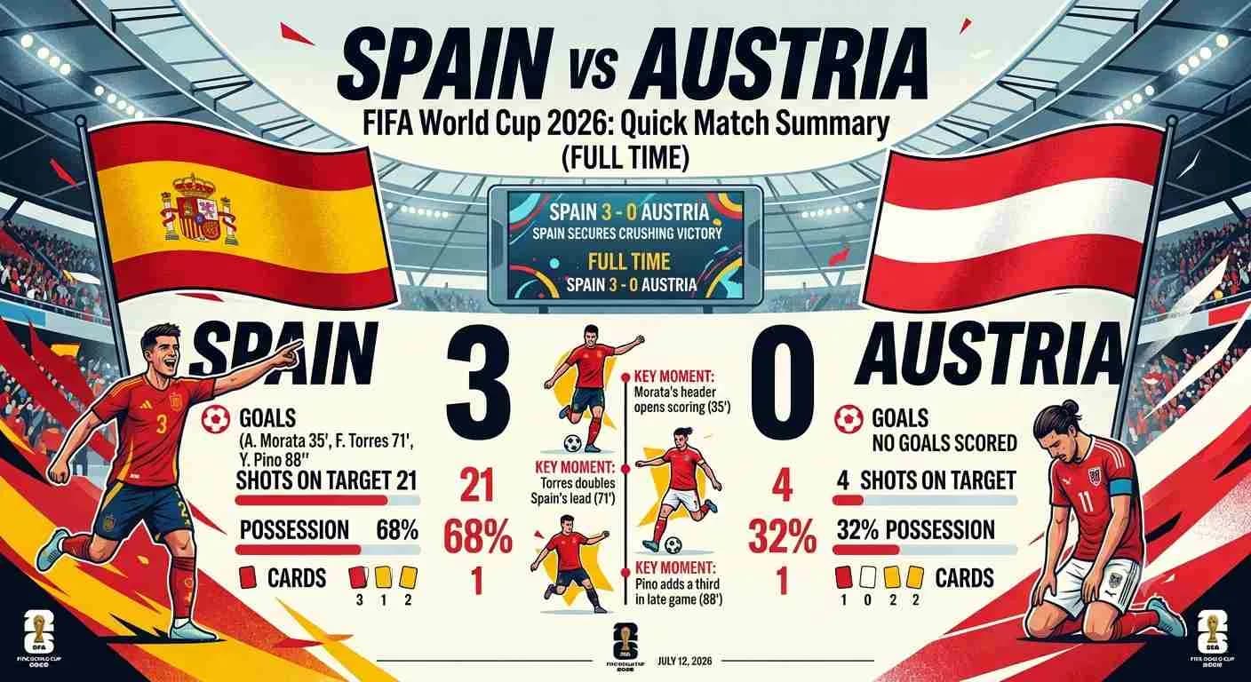 Spain vs Austria FIFA World Cup 2026: Quick Match Summary