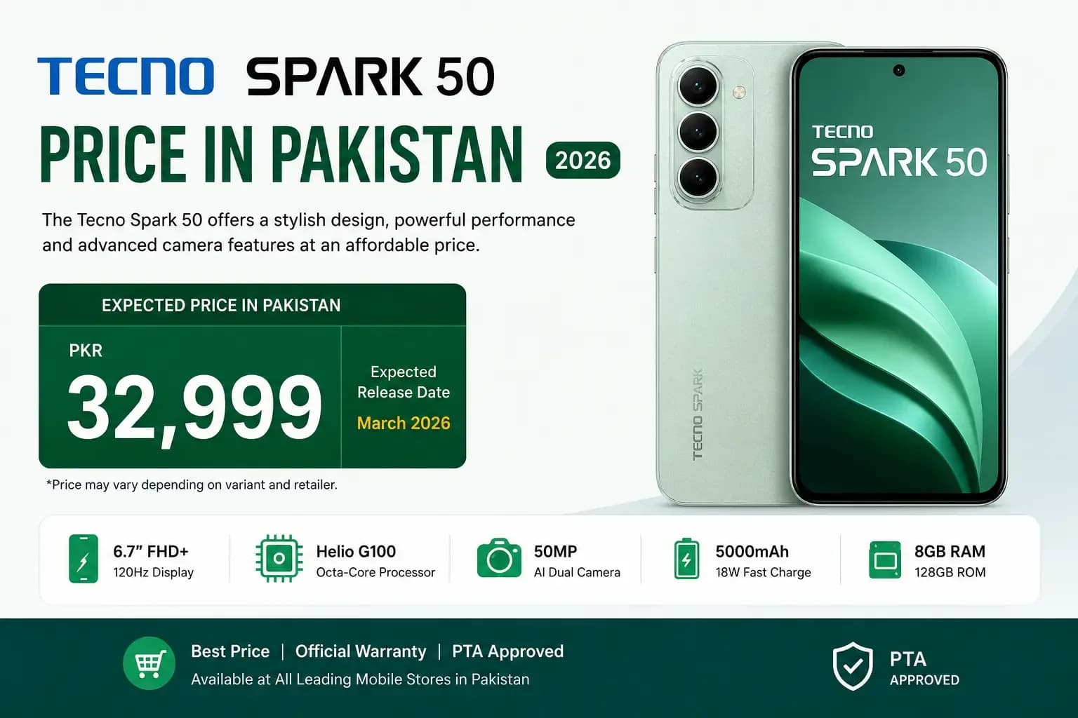 Tecno Spark 50 Pro Price in Pakistan, Specs, Review & Features (2026)
