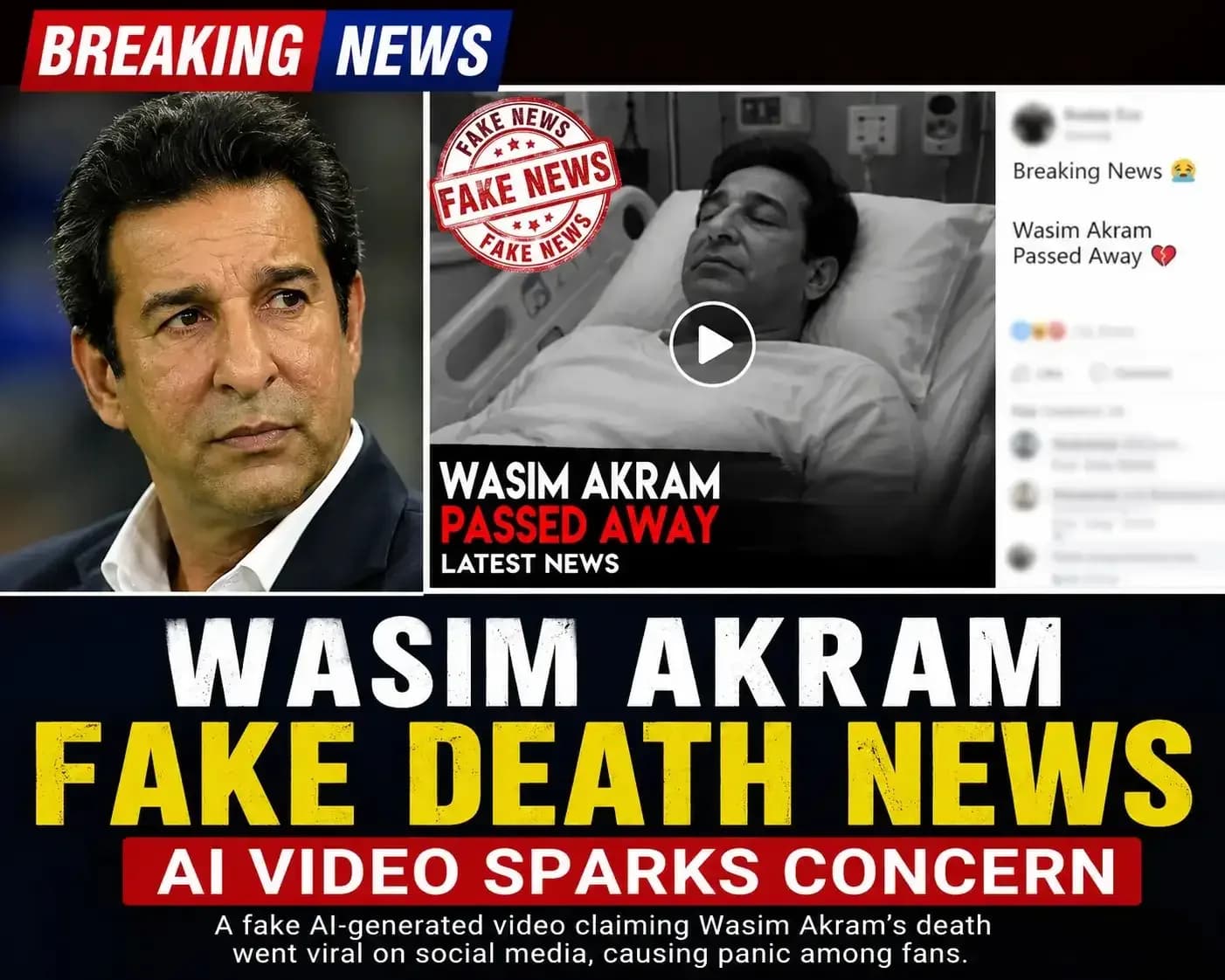 Wasim Akram Fake Death News: AI Video Sparks Concern