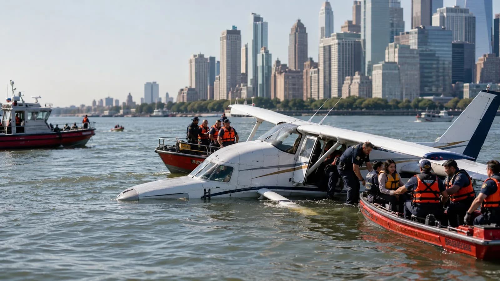 Seaplane Capsizes After Hard Landing In New York’s East River