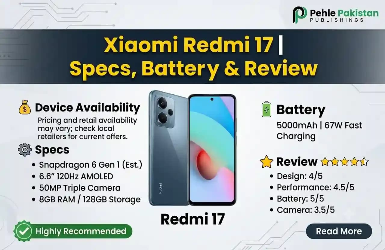 Xiaomi Redmi 17 Price in Pakistan (2026) Specs, Battery & Review